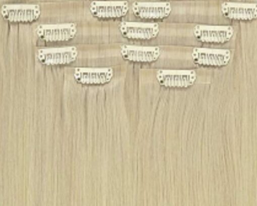 one piece clip in hair extensions blonde wavy 4