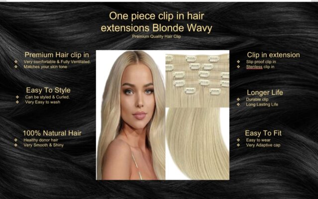 one piece clip in hair extensions blonde wavy5
