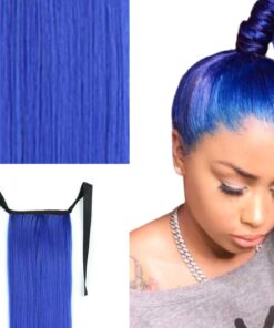 pigtail extensions blue long straight 2