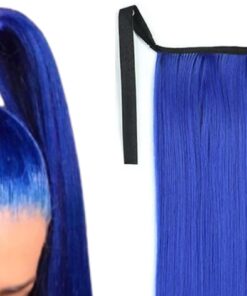 pigtail extensions blue long straight 3