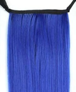 pigtail extensions blue long straight 4
