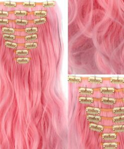 pink hair clip in extensions body wave long 3
