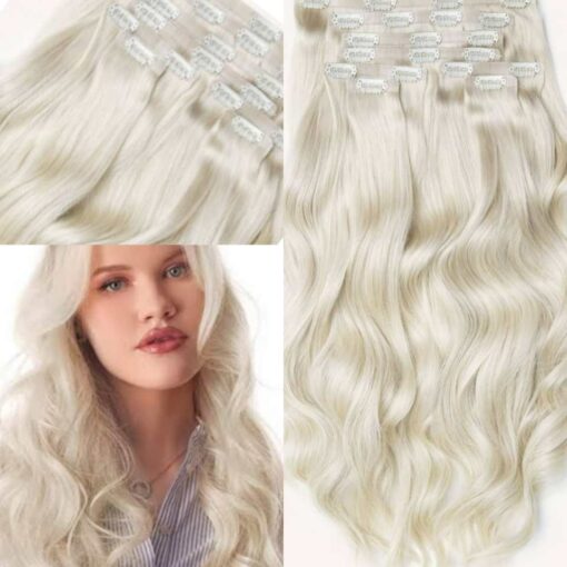 platinum blonde clip in hair extensions-long (2)