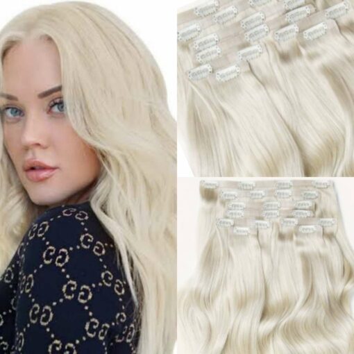 platinum blonde clip in hair extensions long 3