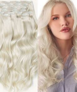 platinum blonde clip in hair extensions long1