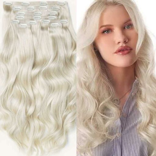 platinum blonde clip in hair extensions-long(1)