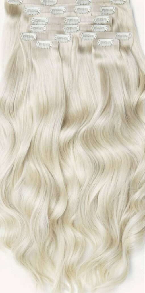 platinum blonde clip in hair extensions long4