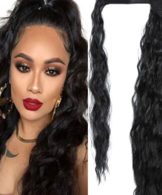 ponytail extension black hair-curly 1