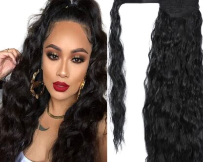 ponytail extension black hair-curly 1