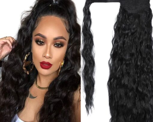 ponytail extension black hair curly 1