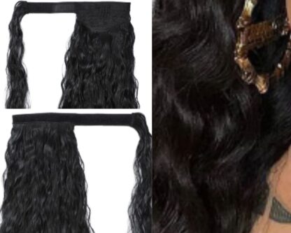 ponytail extension black hair- curly 2