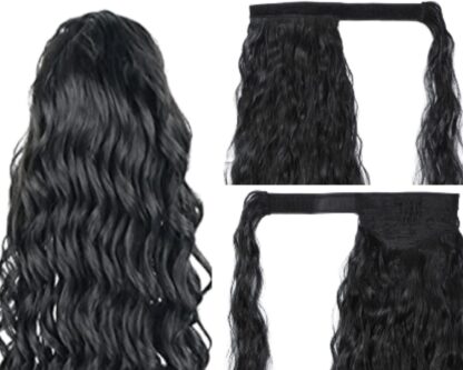 ponytail extension black hair-curly 3