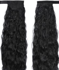 ponytail extension black hair curly 4