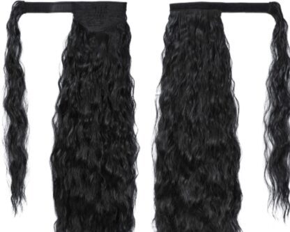 ponytail extension black hair-curly 4