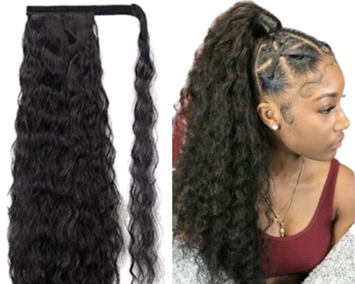 ponytail extension black hair long curly 1