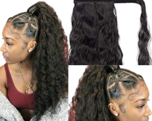 ponytail extension black hair long curly 2