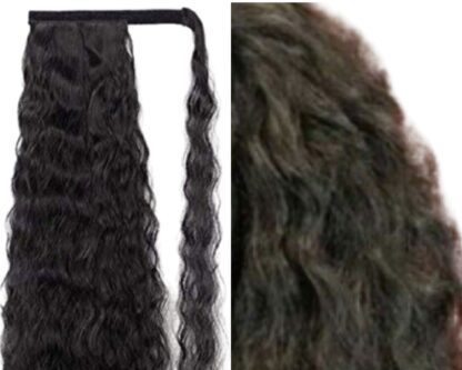 ponytail extension black hair-long curly 3
