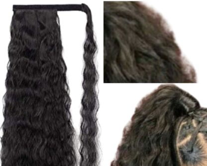 ponytail extension black hair-long curly 4