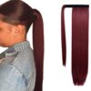 ponytail extension human hair wine long straight 1
