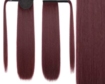 ponytail extension human hair-wine long straight 3