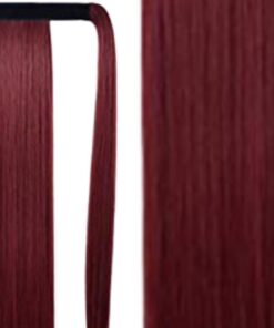 ponytail extension human hair wine long straight 4