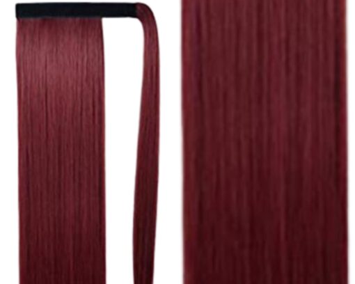 ponytail extension human hair wine long straight 4