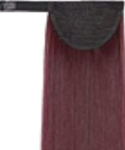 ponytail extension human hair wine long straight 4