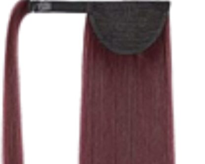 ponytail extension human hair-wine long straight 4
