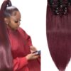 ponytail hair clip burgundy long straight 1