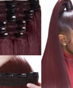 ponytail hair clip burgundy long straight 2