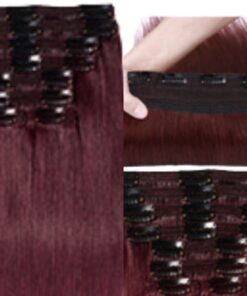 ponytail hair clip burgundy long straight 3