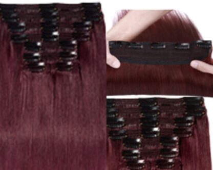 ponytail hair clip-burgundy long straight 3