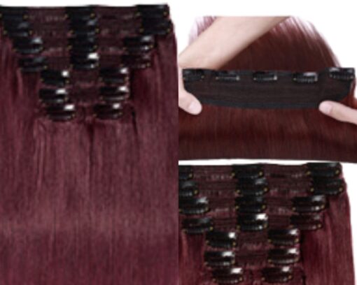 ponytail hair clip burgundy long straight 3