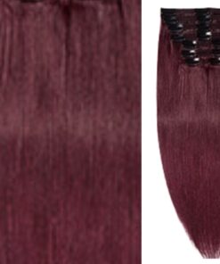 ponytail hair clip burgundy long straight 4
