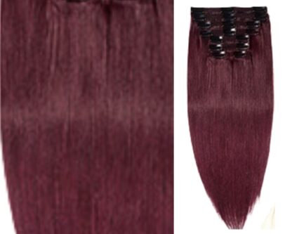 ponytail hair clip-burgundy long straight 4