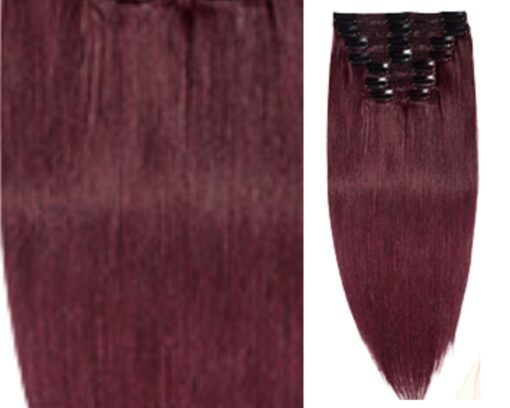 ponytail hair clip burgundy long straight 4