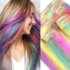 rainbow clip in hair extensions long straight 1