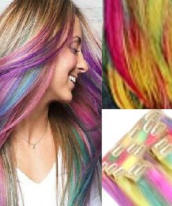 rainbow clip in hair extensions long straight 2