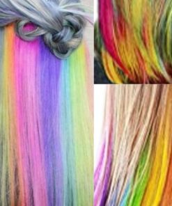 rainbow clip in hair extensions long straight 3