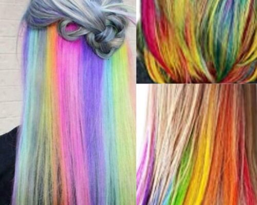 rainbow clip in hair extensions-long straight 3