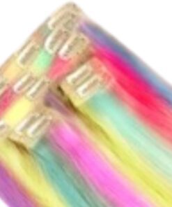rainbow clip in hair extensions long straight 4