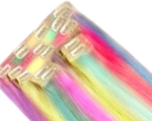 rainbow clip in hair extensions-long straight 4