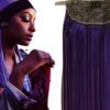 real hair ponytail extension purple long straight 1