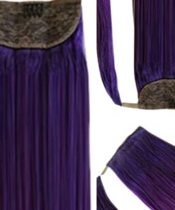 real hair ponytail extension purple long straight 3