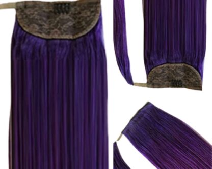 real hair ponytail extension-purple long straight 3