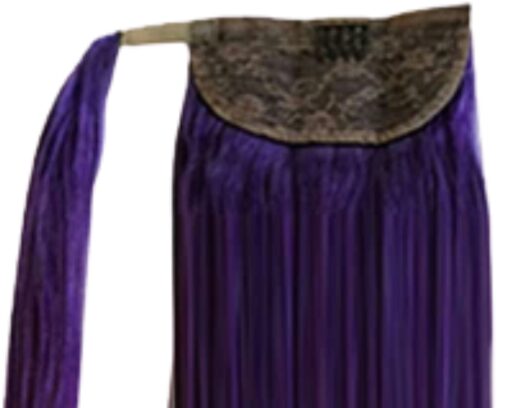 real hair ponytail extension purple long straight 4