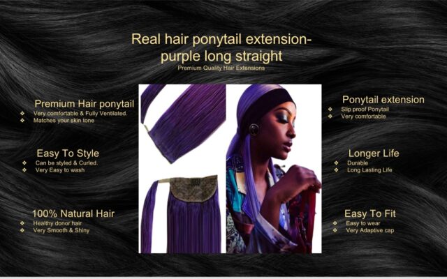 real hair ponytail extension purple long straight5 real hair ponytail extension purple long straight5