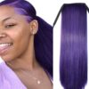 real hair ponytail extension purple straight 1