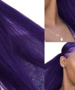 real hair ponytail extension purple straight 2