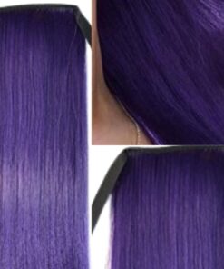 real hair ponytail extension purple straight 3